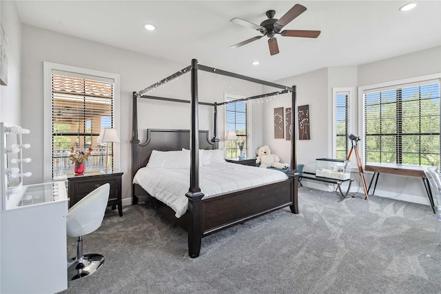 bedroom with carpet and ceiling fan