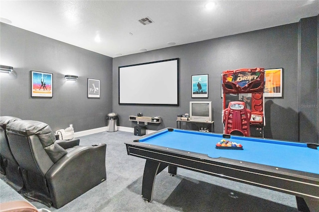 interior space with billiards and carpet floors