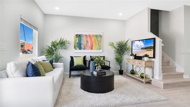 living room featuring light hardwood / wood-style floors