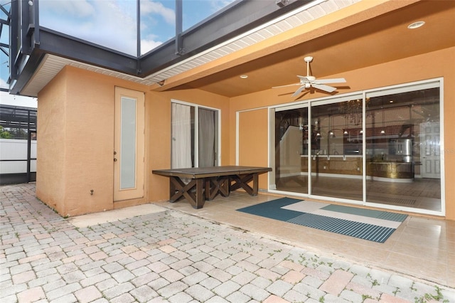 view of patio with ceiling fan