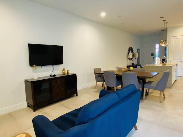 view of tiled living room