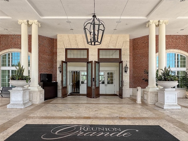 doorway to property featuring french doors