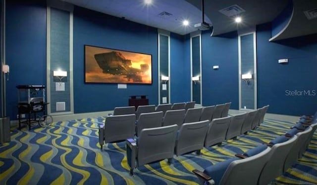 view of carpeted home theater room