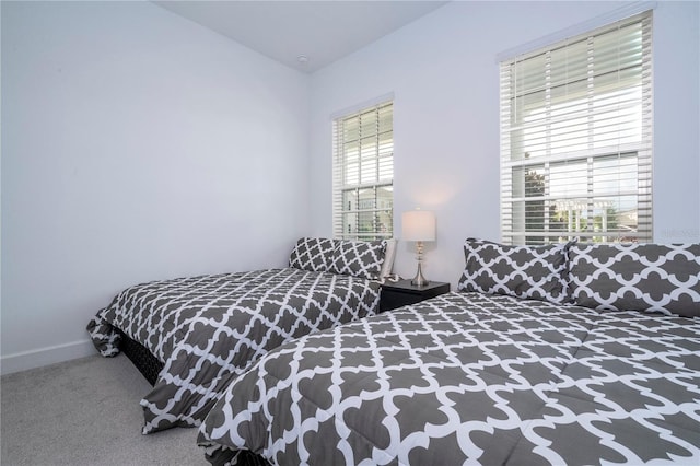 carpeted bedroom with multiple windows