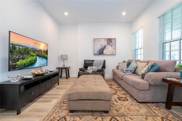 living room featuring light wood-type flooring