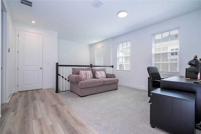 office featuring light wood-type flooring