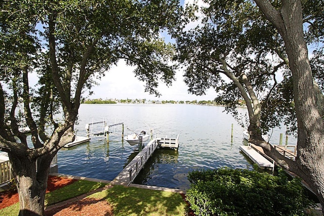 dock area featuring a water view