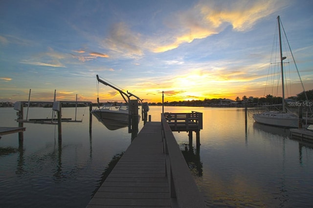 dock area with a water view