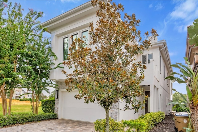 view of home's exterior with a garage