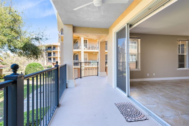 balcony with ceiling fan