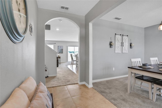 view of carpeted home office