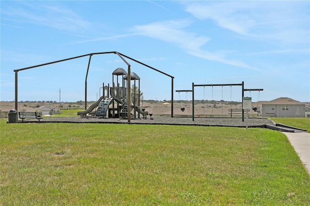 view of playground featuring a yard