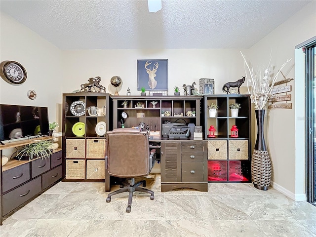 office space featuring a textured ceiling