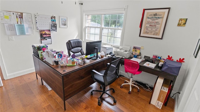 office area featuring hardwood / wood-style floors