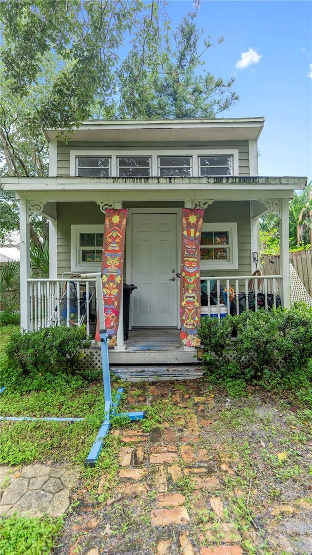 view of front of property with a porch