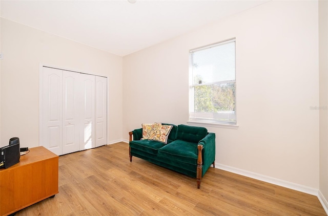 living area featuring light hardwood / wood-style flooring