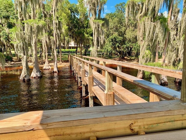 view of dock featuring a water view