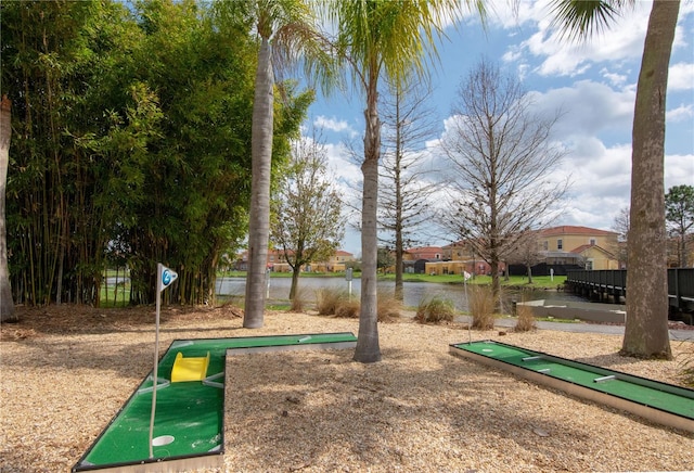 view of home's community with a water view