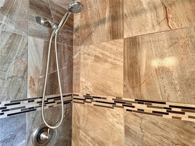 interior details with tiled shower