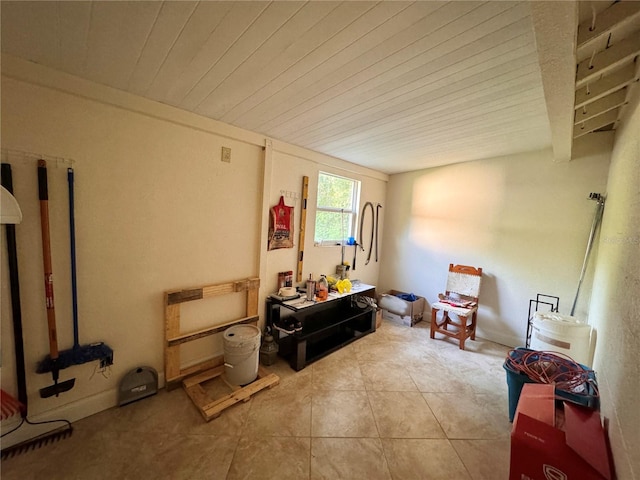 misc room with tile patterned floors