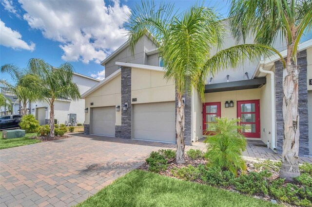 view of front of house with a garage