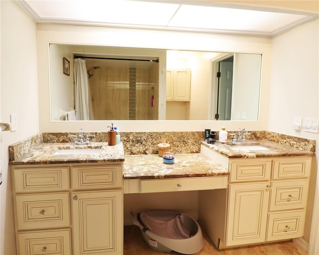 bathroom featuring vanity and wood-type flooring