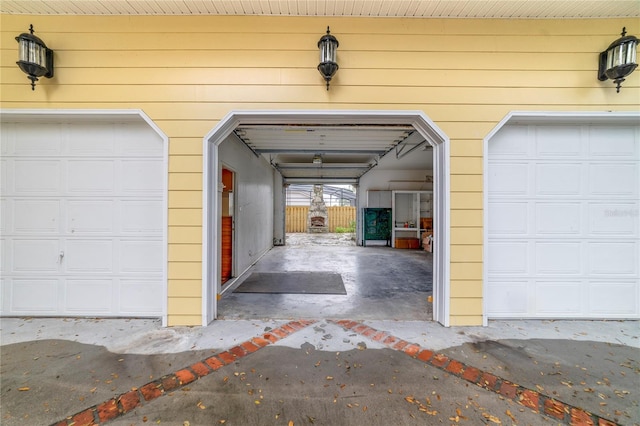 view of garage