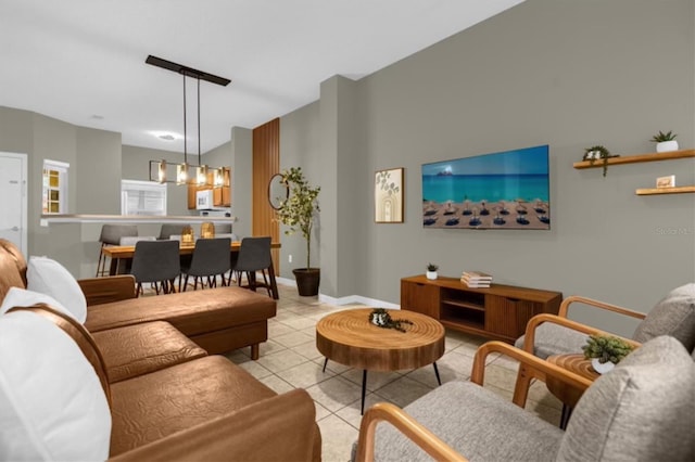 view of tiled living room