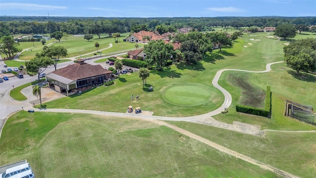 drone / aerial view featuring view of golf course