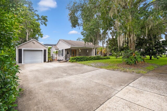 ranch-style house with a front lawn