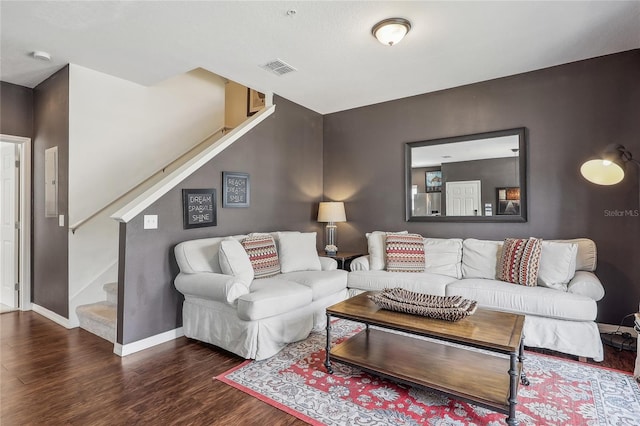 living room with wood-type flooring