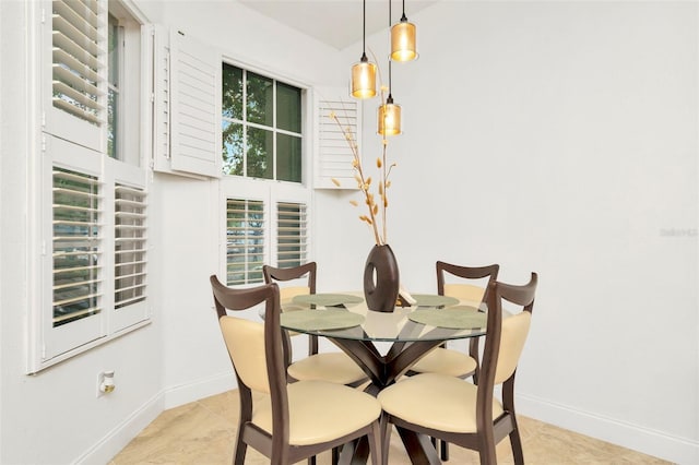 view of tiled dining space