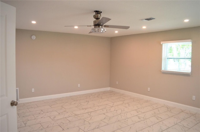 unfurnished room featuring ceiling fan