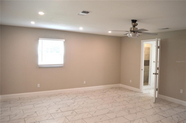 unfurnished room featuring ceiling fan