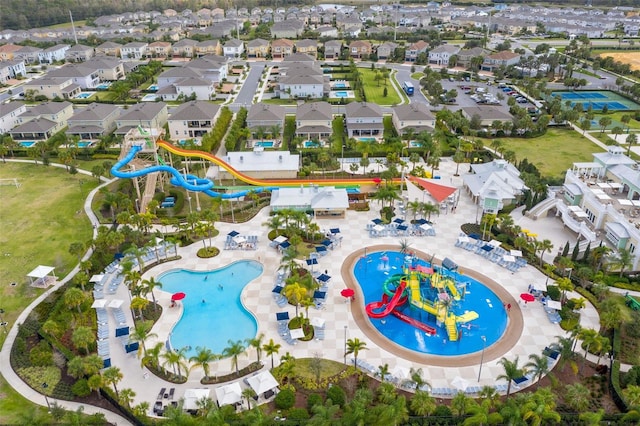 bird's eye view with a residential view