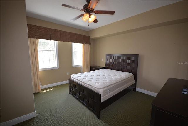 bedroom featuring carpet and ceiling fan