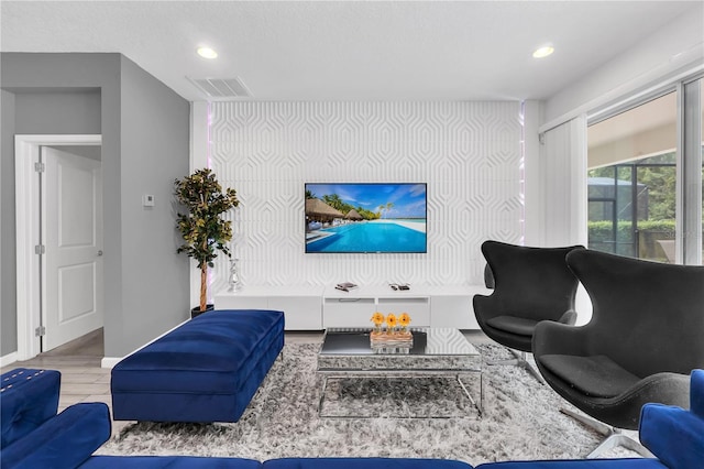 living room with light wood-type flooring