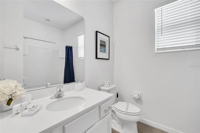 bathroom with toilet and vanity