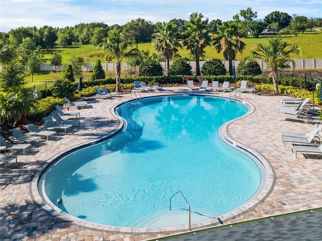 view of pool featuring a patio area