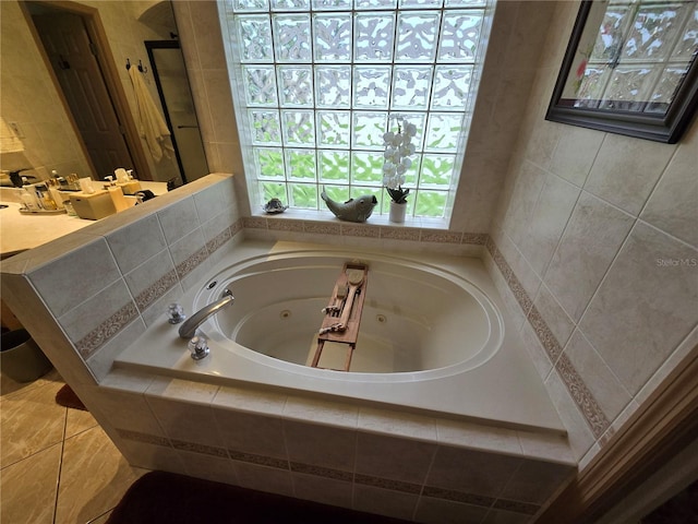 bathroom featuring tiled bath