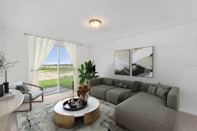 view of carpeted living area