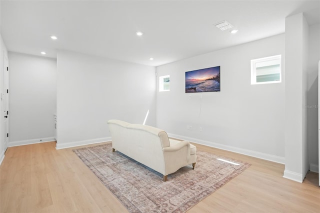 living area featuring light hardwood / wood-style flooring