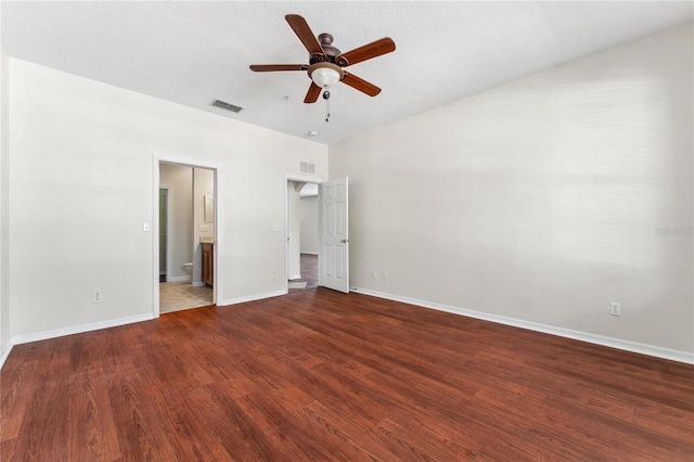 spare room featuring ceiling fan and hardwood / wood-style floors