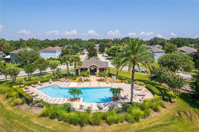 view of swimming pool featuring a patio area and a gazebo