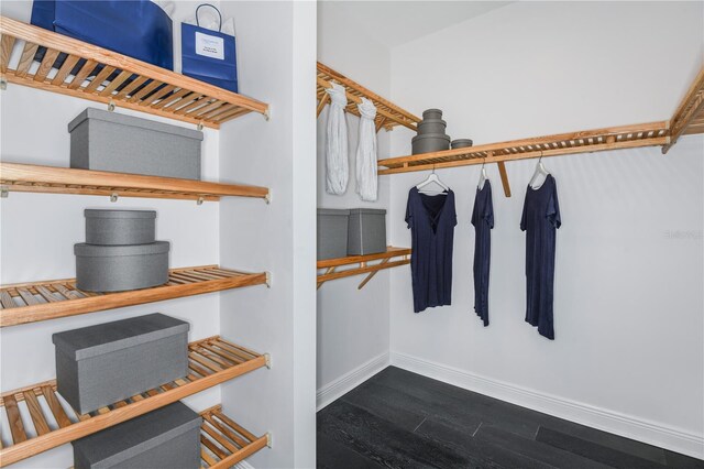 spacious closet featuring hardwood / wood-style flooring