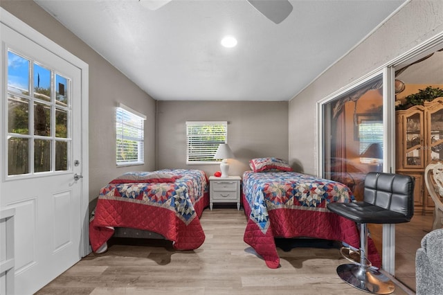 bedroom with light hardwood / wood-style floors