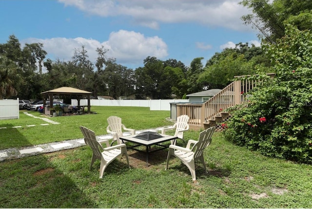 view of yard with a gazebo