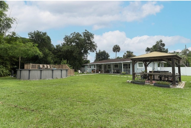 view of yard with a gazebo