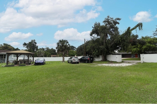 view of yard with a gazebo