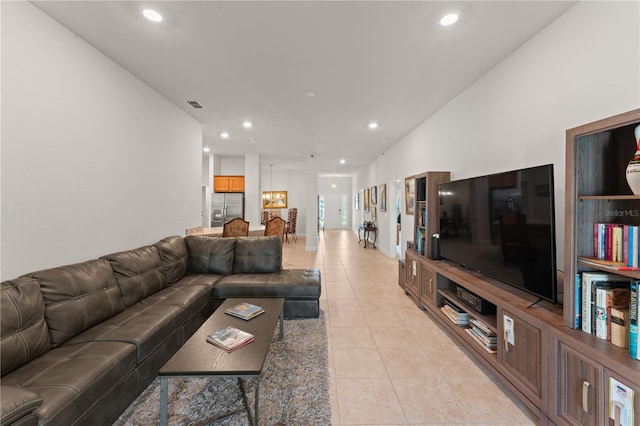 view of tiled living room